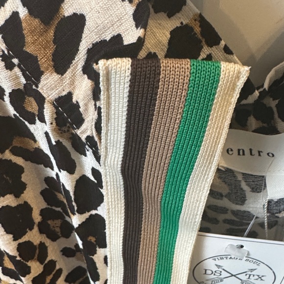 Entro Leopard Print Top with Green and White Accents - Picture 2 of 3